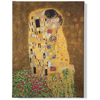 1art1 Gustav Klimt - Der Kuß II Bilder Leinwand-Bild Auf Keilrahmen | XXL-Wandbild Poster Kunstdruck Als Leinwandbild 80 x 60 cm