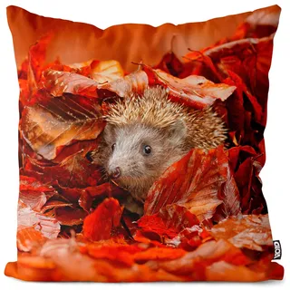 VOID Igel Herbst Blätter Kissenbezug Kissenhülle Sofakissen Kissen Deko Outdoor-Kissen Dekokissen, Kissen Größe:40 x 40 cm