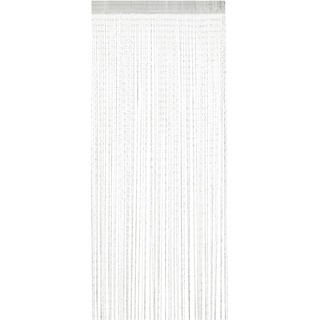 Relaxdays Fadenvorhang Glitzer, 90 x 245 cm, kürzbar, Tunneldurchzug, für Türen & Fenster, waschbar, Fadengardine, weiß