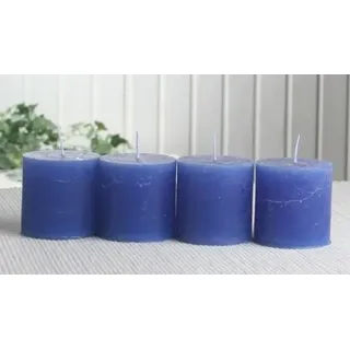 SET: 4x Rustik-Stumpenkerze, 5 x 5 cm ?, blau