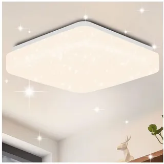 ZMH LED-Sternenhimmel Wohnzimmer Modern Sternenhimmel Deckenlampe Rund/Quadratisch, Augenschutz, Einfache Installtion, LED fest integriert, Neutralweiß-4000K blau Quadratisch | Ø 20 cm x 7 cm