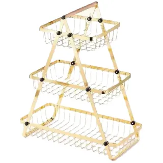 Cheffinger Etagere 3-stöckig, mit Griff, Obstkorb in Gold - Tragbar & Platzsparend, Metall, (1-tlg) goldfarben