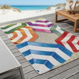 Sansibar Sylt Outdoorteppich, Mehrfarbig, Textil, Wasser/Strand/Meer, Rechteckig, 100x200 cm, Oeko-Tex®, für Fußbodenheizung geeignet, Teppiche & Böden, Teppiche, Outdoorteppiche