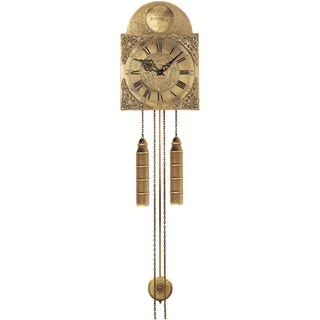 AMS Wanduhr Mechanische Pendeluhr mit Gewichten und Pendel H539 (Historischer Bezug – Meister Paul Widemann) goldfarben