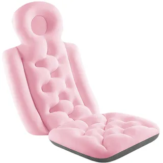 Ganzkörper-Badekissen für Wanne, Erwachsene - Badewannenkissen Mit Nacken- und Rückenstütze, Schnell Trocknend, Kopfstützenkissen (Rosa Lang, 93 x 40 cm)