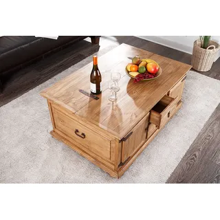 1a Direktimport Landhaus Couchtisch Braun Pinie 75 x 47 cm