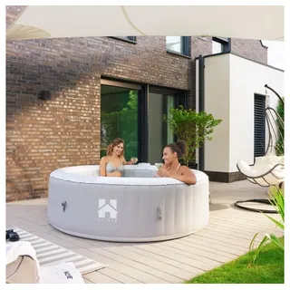 HOME DELUXE Whirlpool Outdoor Whirlpool SPLASH - 6 Personen, aufblasbares Aufstellbecken, (inkl. Abdeckung), 130 Luftdüsen, aufblasbar auf Knopfdruck beige