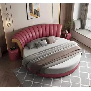 JVmoebel Rundbett Rundes Lederbett in Rosa von JVMoebel mit modernem Design (1-tlg., Bett ohne Matratze), Made in Europa rosa