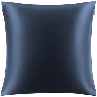 PiccoCasa 25 Momme Kissenbezug aus Doppelseitige 100% Seide Kissenbezug für Haar und Haut - Maulbeerseide Kopfkissenbezug - mit verstecktem Reißverschluss Marineblau 40×40cm