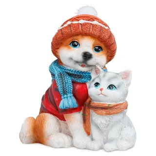 SIKORA Dekofigur Hund & Katze Weihnachtsfigur für Weihnachten und Winter Deko Figur für zuhause oder Garten - DK37