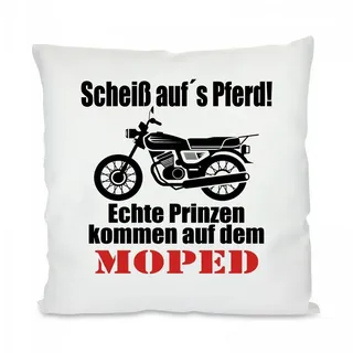 Herzbotschaft Dekokissen Kissen mit einseitigem Motiv Scheiß auf ́s Pferd - Moped, Kissenhülle mit Füllung