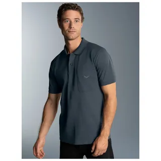 Poloshirt TRIGEMA "TRIGEMA Polohemd mit Brusttasche", Herren, Gr. L, grau (anthrazit), Piqué, 100% Baumwolle, Basic, normal, ohne Ausschnitt, Shirts