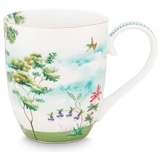 PiP Studio Becher Jolie Heron Becher mit Henkel XL 0,45 l, Porzellan, Mug XL Jolie Heron 450ml weiß