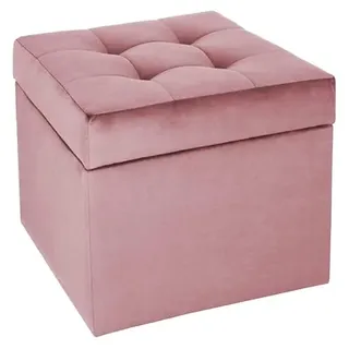 mg design Polsterhocker, 45x45 cm, Farbe Donkerroze – weicher Sitz, aufklappbar mit Stauraum (50l) hält Einer Belastung von bis zu 100 kg Stand, Velours – Hocker für Wohnzimmer, Schlafzimmer, Diele
