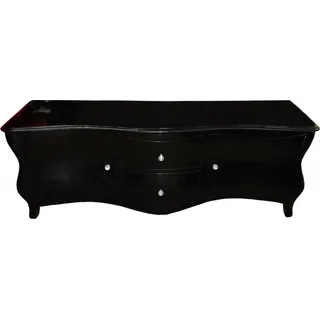Casa Padrino Barock Fernsehkommode Luxus Sideboard Schwarz Hochglanz 173 x 62 x 52 cm