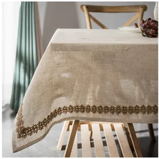 BTTO Tischdecke Vintage-Tischdecke aus Leinen mit Quasten Type 1, 140 x 300 cm