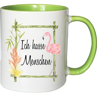 Mister Merchandise Becher Tasse Ich Hasse Menschen Kaffee Kaffeetasse liebevoll Bedruckt Misanthrop Geschenk Weiß-Grün