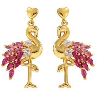 Pink Flamingo Earrings - Vergoldet-Silber Sterling 925 - Onesize - Hultquist Copenhagen