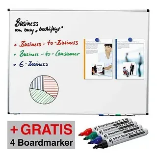 AKTION: Legamaster Whiteboard PREMIUM 120,0 x 90,0 cm weiß spezialbeschichteter Stahl + GRATIS 4 Boardmarker TZ 100 farbsortiert