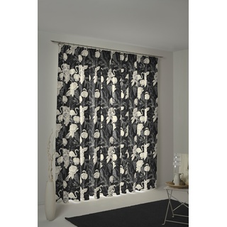 Vorhang ADAM "Eden" Gardinen Gr. 225 cm, Kräuselband, 145 cm, schwarz-weiß (weiß, schwarz) Kräuselband nachhaltig
