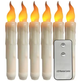 feinlux LED-Kerze Kerzen mit Fernbedienung, 6 St. (Batteriebetriebene Kerzen Set), LED Echtwachskerze, Warmes Gelb gelb