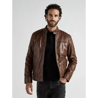 Lederjacke JCC "31023636", Herren, Gr. 52, braun (cognac), Obermaterial: 100% Lammleder; Innenfutter: 100% Baumwolle; Ärmelfutter: 100% Polyester, Jacken