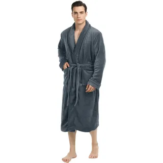 NY Threads Bademantel aus weichem Fleece - Luxuriöses Bademantelchen (L/XL, Grau) - (Größe Nicht für DE) - L-XL
