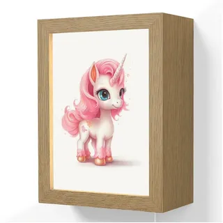 OnlyWow Wandleuchte Lightbox Einhorn - Mädchen - Kinder - Einhorn - Rosa, Dimmbar, Farbwechsel, LED, Warmweiß, Kaltweiß, Neutralweiß Einstellbar, Wandlampe Innen, Dimmbar, mit Kabel, LED, Beleuchtung, Kinderzimmer rosa 15 cm x 8 cm x 20 cm
