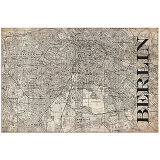 Artland Wandbild Berlin Karte Straßen Karte Grunge, Deutschland (1 St), als Alubild, Outdoorbild, Leinwandbild, Poster in verschied. Größen beige