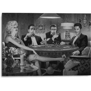 Alu-Dibond-Druck REINDERS "Monroe, Bogart, Dean, Elvis" Bilder Gr. B/H/T: 70 cm x 50 cm x 2 cm, schwarz (schwarz, weiß) Metallbilder