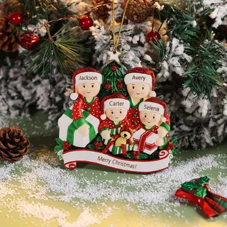 Weihnachtsbaumschmuck Personalisiert Familie Weihnachtsbaum Deko mit 2-6 Namen Weihnachtskugel Anhänger Holz/Kunstharz