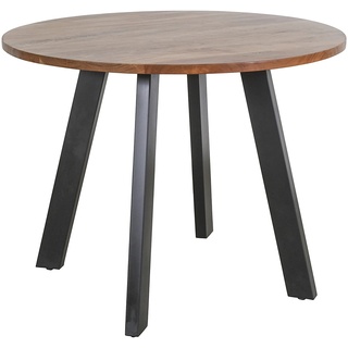 byLIVING Esstisch Tara/runde Tischplatte Akazie Natur/Gestell Metall schwarz/Küchentisch für bis zu 4 Personen/D 100 cm, H 76 cm