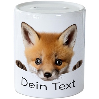 GRAZDesign Spardose Baby Fuchs mit Name personalisiert, Geldgeschenk für Mädchen und Jungen aus Keramik