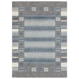 Blue Ocean Premium Wollteppich 300 x 250 cm – Hochwertiger Designteppich aus Wolle in Blau, Beige und Grau, Moderner Wohnteppich Kurzflor - Blau/Grau/Beige