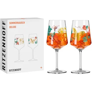 RITZENHOFF 2841020 Aperitif-Glas Sprizz 2er-Set 500 ml - Serie Sommerrausch Deluxe mit bunter Collage - Made in Germany