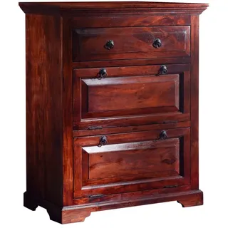 Holzkommode Sideboard schmal klein 80cm Akazie Holz massiv dunkelbraun kolonial