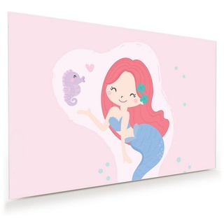 Primedeco Glasbild Wandbild Meerjungfrau Einladung mit Aufhängung, Kinderwelt 90 cm x 60 cm