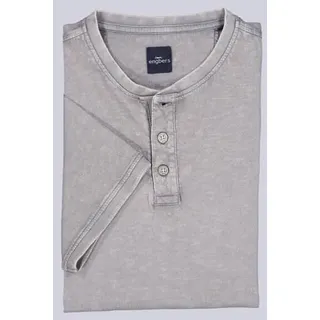 engbers Herren Henley-Shirt uni Grau regular kariert Knopfleiste - S