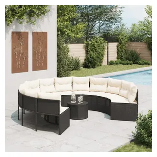 vidaXL Gartensofa Rund Loungesofa schwarz