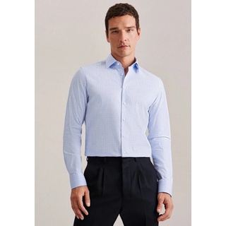 seidensticker Businesshemd Shaped Shaped Langarm Kentkragen Karo blau 44