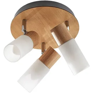 LINDBY Christoph 3-flg. rund Holz/Weiß