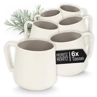 Moritz & Moritz Geschirr-Set CAVO Kaffeebecher Stone (6-tlg), Steinzeug, Spülmaschinengeeignet grau
