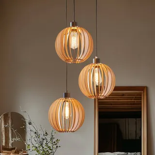 Hängelampe Clay Envostar, dimmbar, Holz hell, für Wohn- / Esszimmer, Holz, Skandinavisch, Pendelleuchte - 51 cm - 51 cm - 150 cm