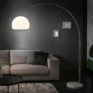 riess-ambiente Ausziehbare Bogenlampe LOUNGE DEAL 175-205cm weiß Marmorfuß Stehlampe Stehleuchte - Weiß
