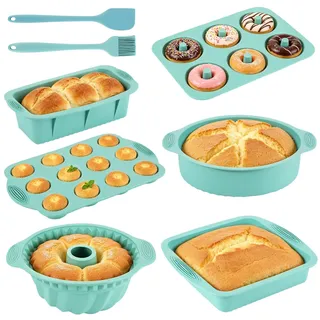 Silikon Backform Set 8 Stück Brotbackform Kuchenform Muffinform für Backen