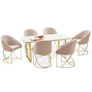 aea Modern Esstisch 6x Stühle), Designer Luxus Esszimmer Möbel Essgruppe