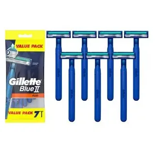 Gillette Nassrasierer Blue II Plus, Einwegrasierer, für Herren, 2-fach Klinge, 7 Stück