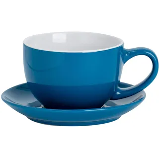 Argon Tableware 2-teiliges Set aus Cappuccino-Tassen und Untertassen - 250 ml - Blau - Teetasse und Untertassen-Set, farbige Teetasse mit Untertasse, Schale, Kaffeetasse, Espressotasse
