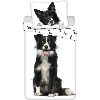Jerry Fabrics Leinen Border Collie Mehrfarbig 140 x 200 cm + 70 x 90 cm