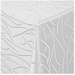 Damast Tischdecke Maßanfertigung im Streifen-Design in Weiss 120x260 cm eckig, weitere Längen und Farben wählbar